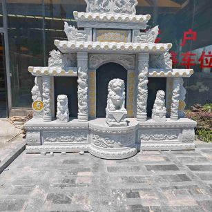 广东芝麻白中国黑石材套墓 花岗岩墓碑