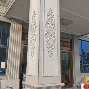 广东芝麻白别墅雕刻柱子  黄金麻