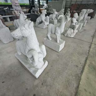 广东芝麻白雕刻 十二生肖 异形雕刻