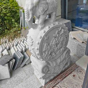 广东芝麻白抱鼓石 庭院抱鼓石